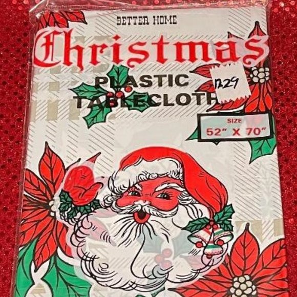 BETTER HOME CHRISTMAS 52" X 90" TABLECLOTH ~ WIPES CLEAN WATERPROOF PLASTIC - Picture 4 of 5